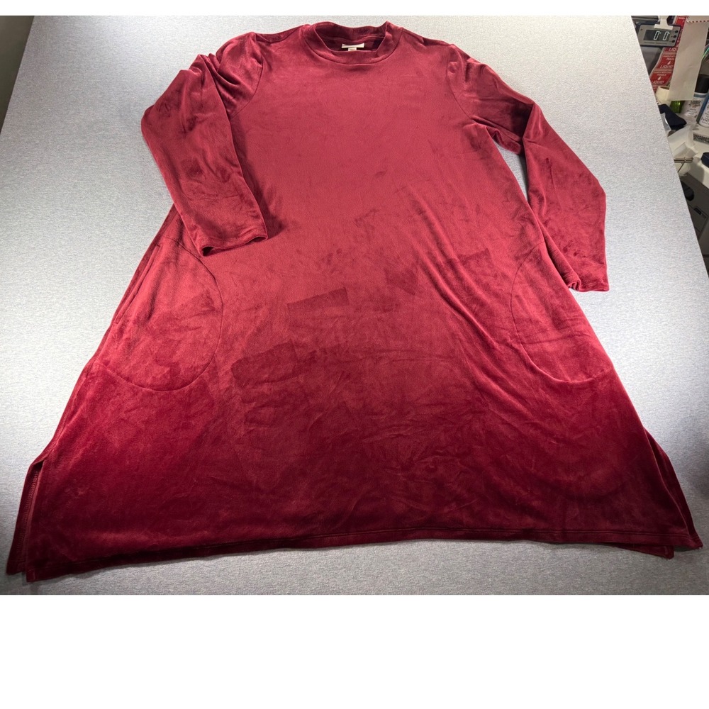 Pure Jill Velvet Tunic Top Burgundy Red Long Sleeve Pockets KDR174261 Large